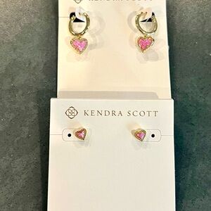 New Kendra Scott Ari Heart Huggie and Mini Earrings Set